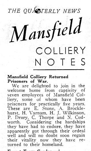 Remembering Mansfield Colliery Employees Remembering Mansfield Colliery Employees