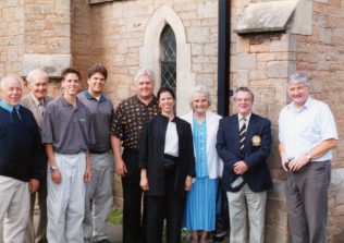 Harold M Kingston, (center) with family and friends outside St Alban's Church Forest Town | P Marples