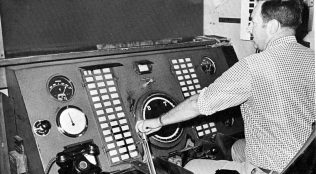 At the controls of the winding engine